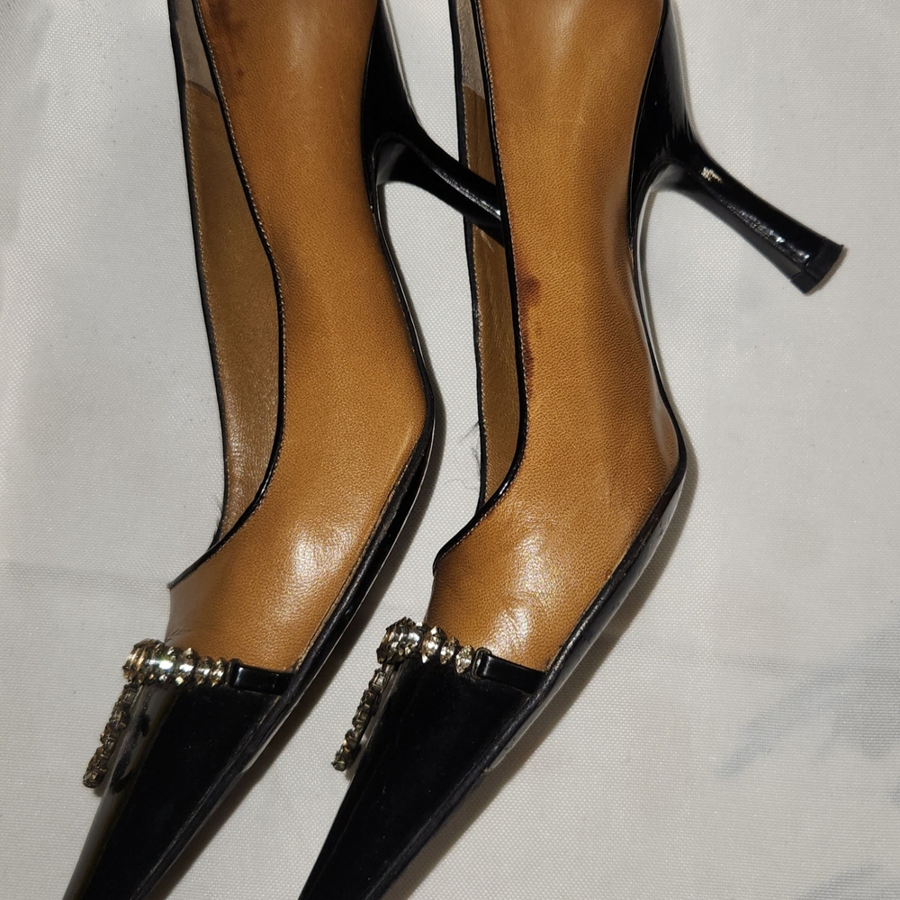 Chanel Women's Black and Brown Pointed Toe Heels - Picture 6 of 8
